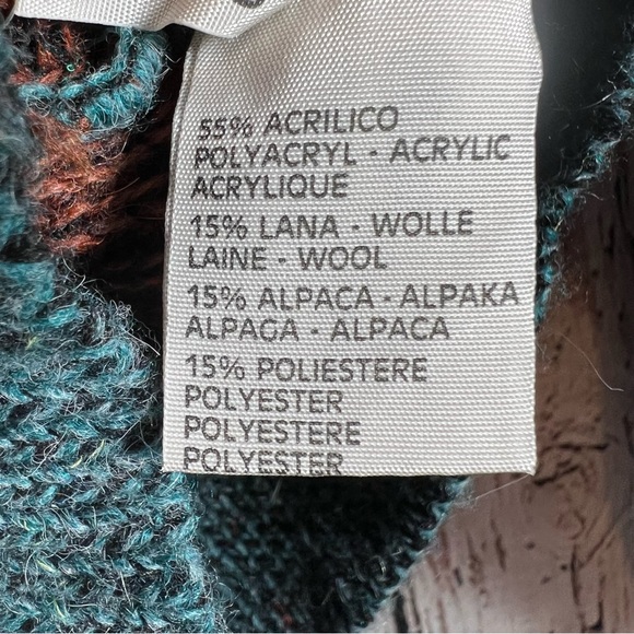 Vintage Hom Creation France Striped Knit Sweater Faux Leather Size Large 52 GUC - Picture 7 of 16